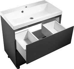 Stella Polare Тумба под раковину Борнео 80 Люкс графит матовый – фотография-4